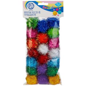Pompony brokatowe Astra 4cm, 20szt